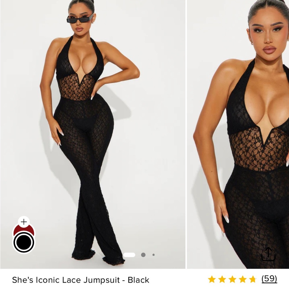 Fashion Nova She's Iconic Lace Jumpsuit - Black